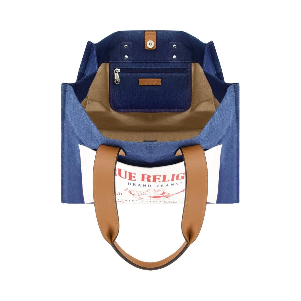 True Religion Large Washed Navy Denim Tote 4