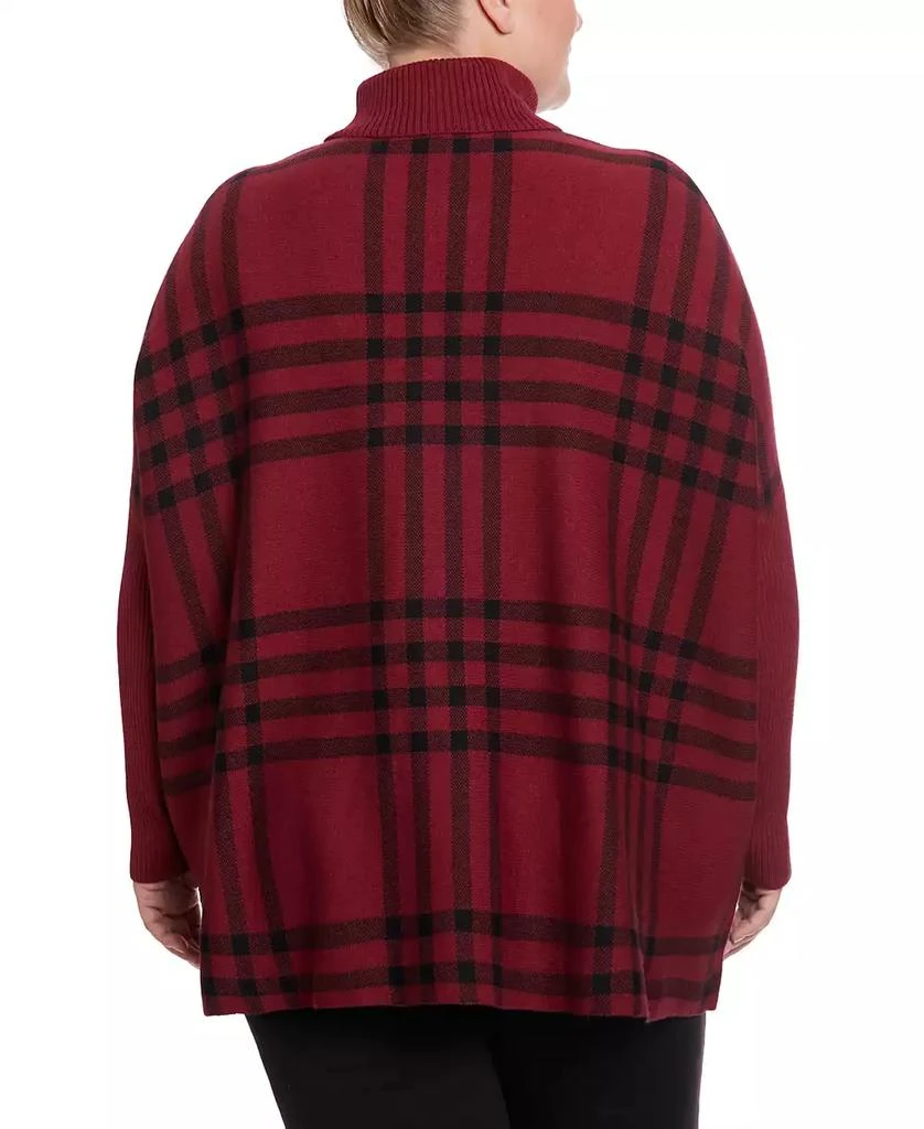 Joseph A Joesph A Plus Size Plaid Turtleneck Poncho Sweater 2