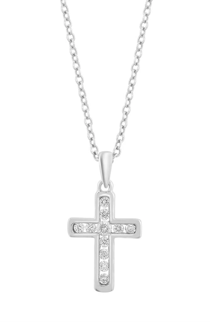 Effy 14K White Gold Diamond Cross Pendant Necklace 2
