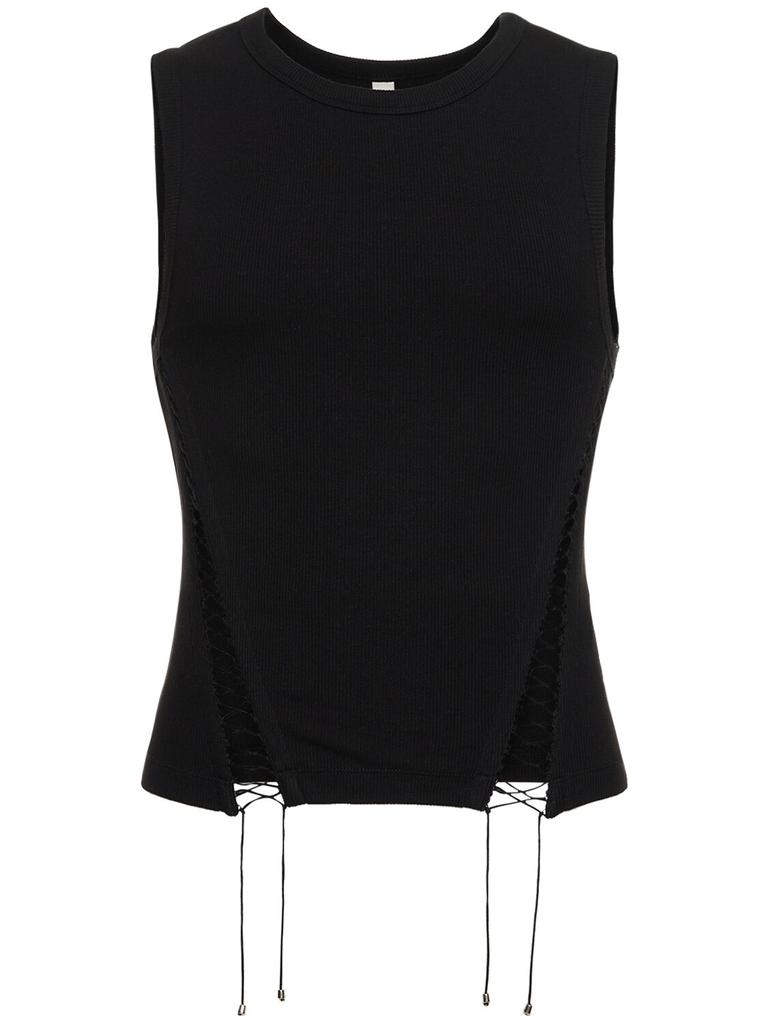 DION LEE Picot Stretch Cotton Tank Top