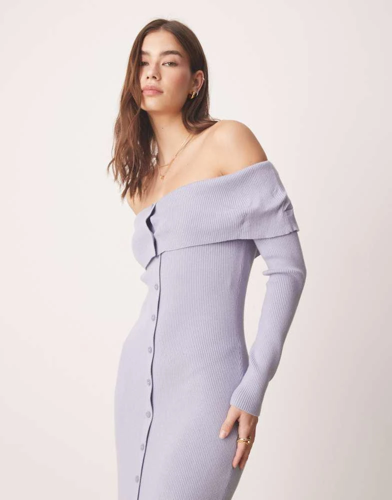 Abercrombie & Fitch Abercrombie & Fitch sleeveless foldover knit sweater dress in blue 3