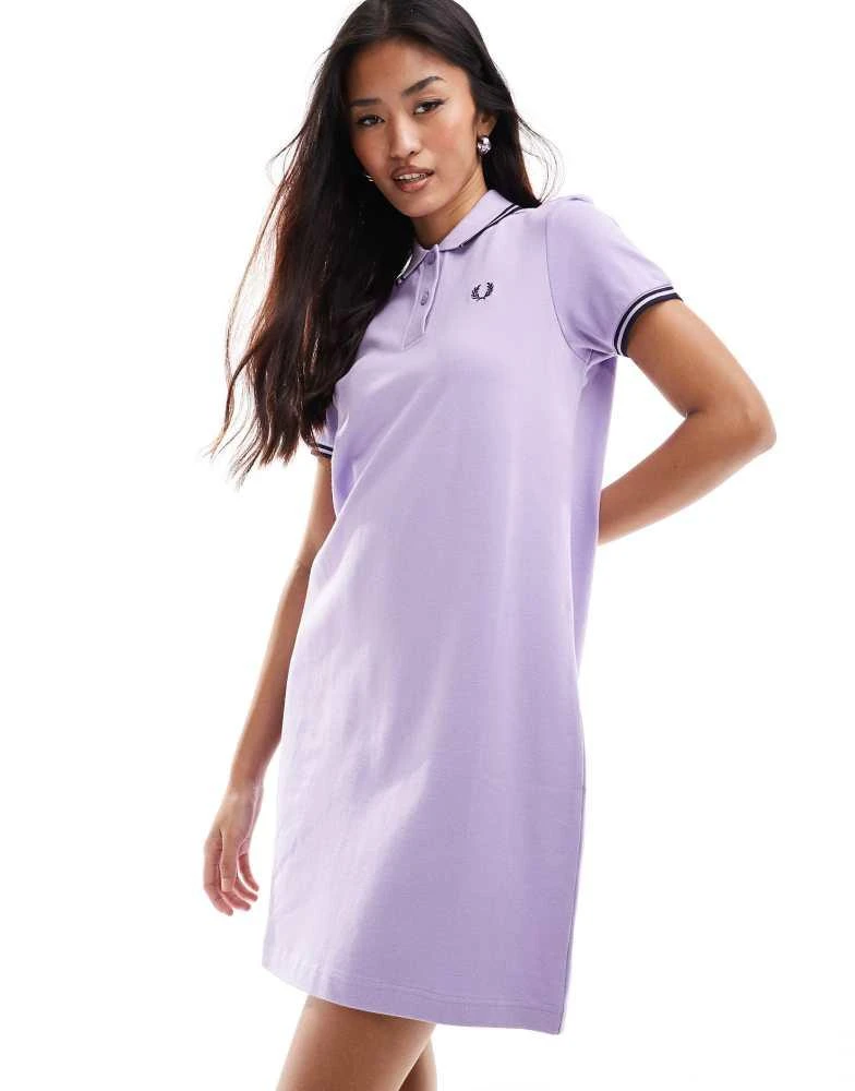 Fred Perry Fred Perry twin tipped polo dress in light purple 1