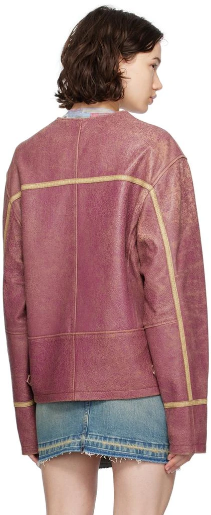 GUESS USA Pink Crackle Leather Jacket 3