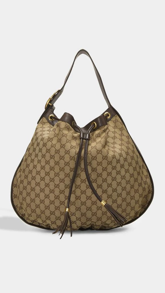 What Goes Around Comes Around Gucci Brown Canvas Interlocking Drawstring Hobo Bag 1