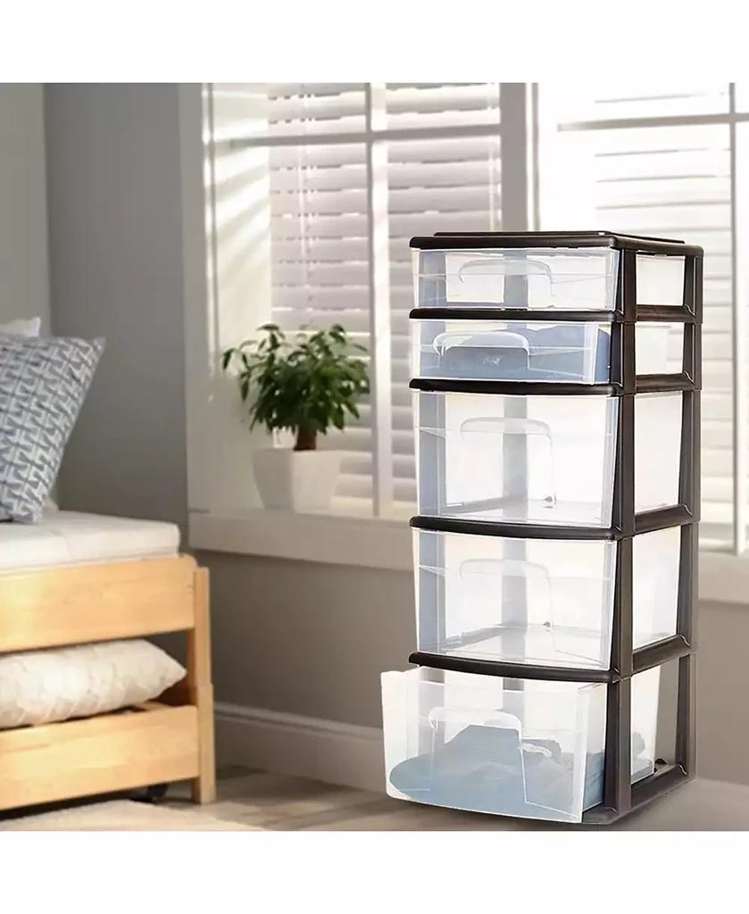 Homz Plastic 5 Drawer Home Storage Container Tower Closet Organizer 7