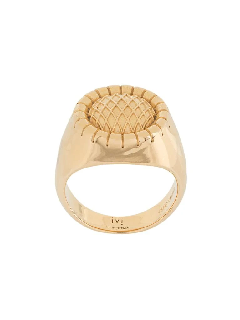 IVI embossed signet ring - women - 18kt  Plated Silver 1