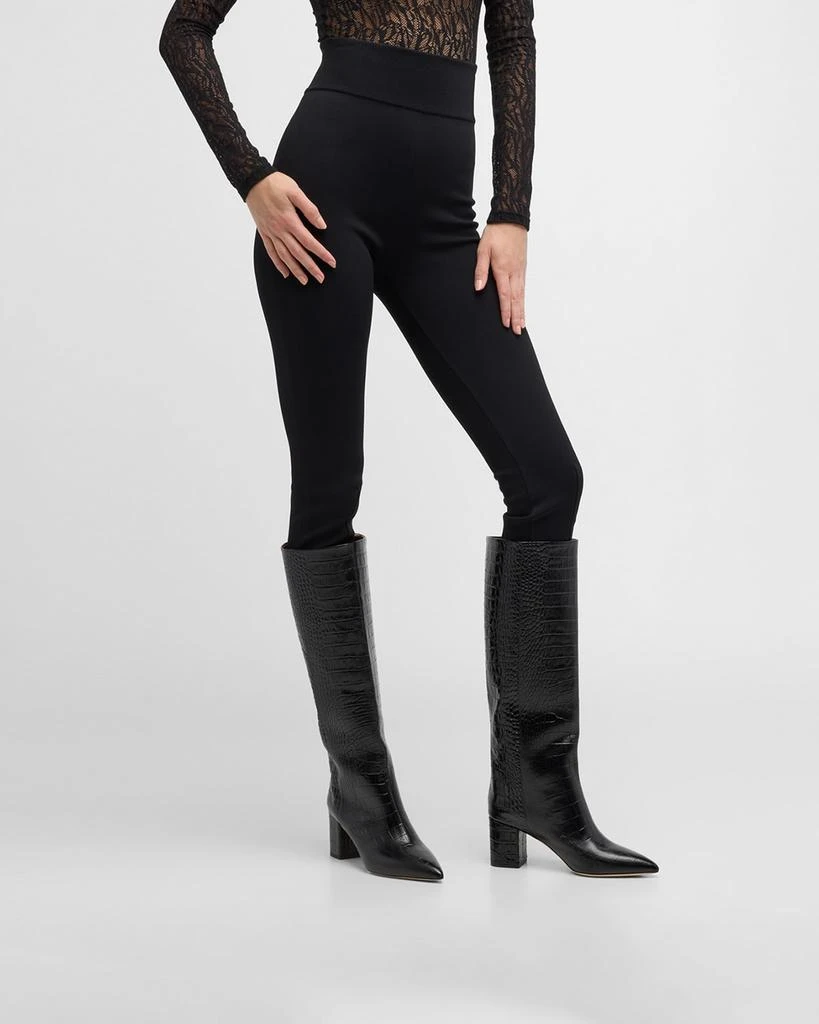 Paris Texas Anja Croco Block-Heel Knee Boots 2