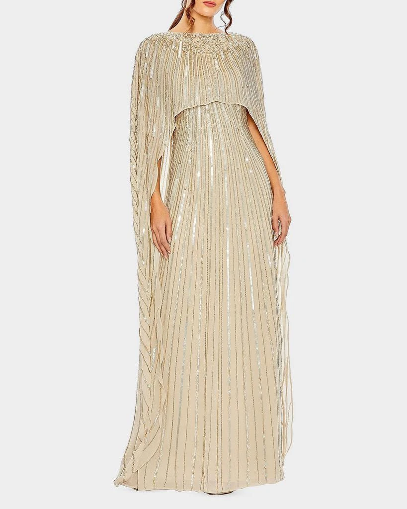 Mac Duggal Sequin Column Cape Gown