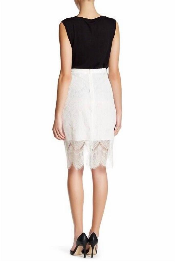cupcakes and cashmere Cupcakes And Cashmere - Lace High-Low Overlay Pencil Skirt