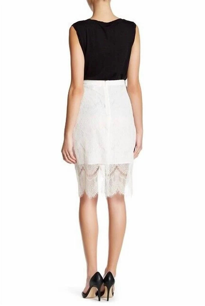 cupcakes and cashmere Lace High-Low Overlay Pencil Skirt In White 2