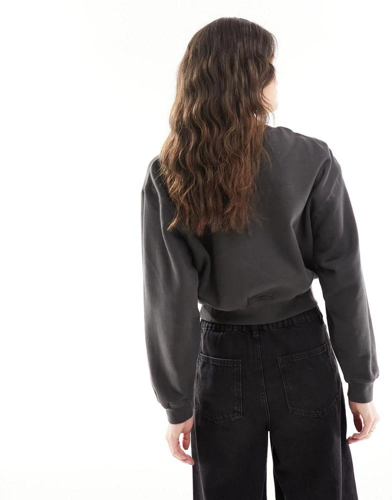 Weekday Weekday crop volume sweatshirt in dark grey 4