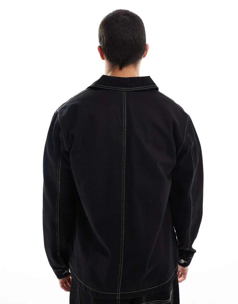 Brave Soul Brave Soul co-ord denim jacket with contrast stitching in black 2