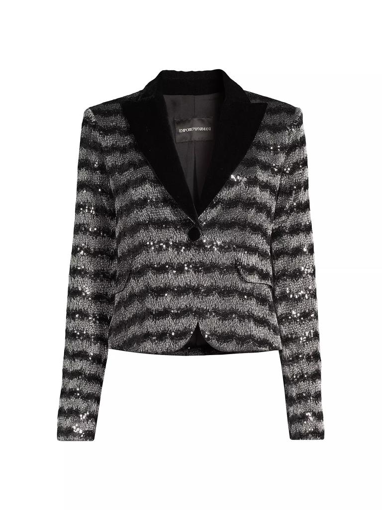 Emporio Armani Chevron Sequined Blazer - Suits - Free