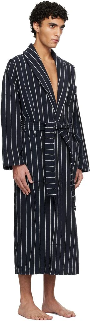 Tekla Navy 
White Terry Classic Bathrobe 2