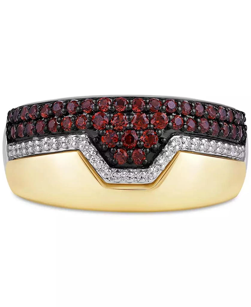 Wonder Fine Jewelry Marvel Garnet (3/4 ct. t.w.) & Diamond (1/10 ct. t.w.) Ironman Ring in Sterling Silver & Gold-Plate 3