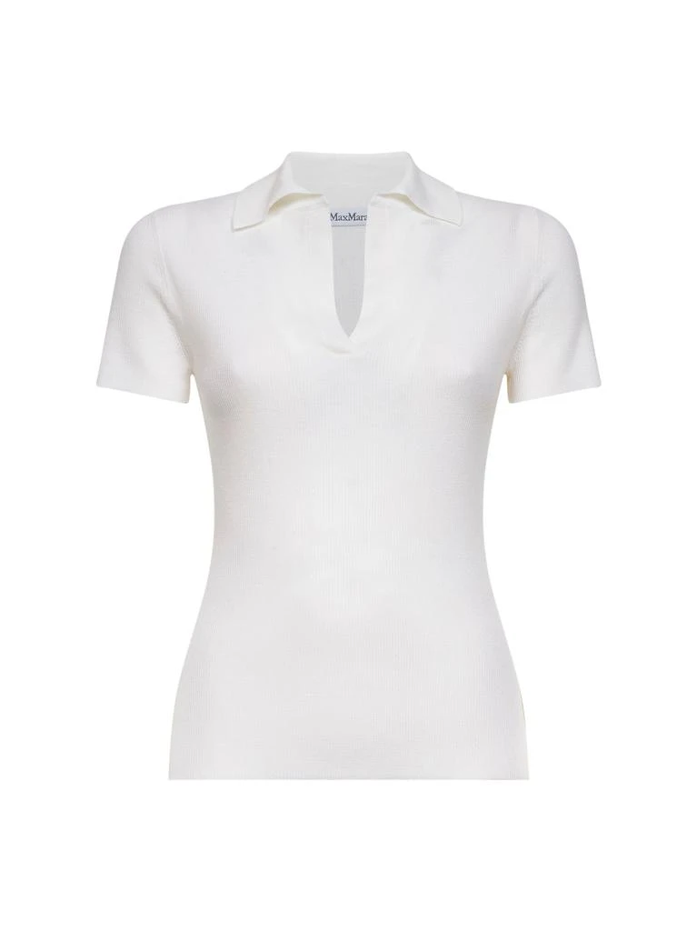 Max Mara MAX MARA | White ribbed wool MXMALBERO polo shirt | Women | M