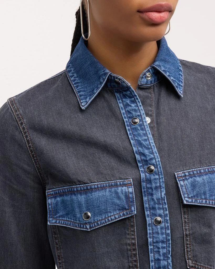 VERONICA BEARD Noah Color Block Denim Shirt 5
