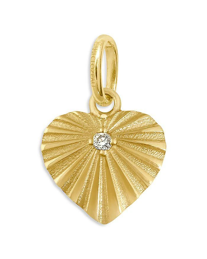 Gigi Clozeau 18K Yellow Gold Heart Lumière Diamond Sunray Heart Pendant 1