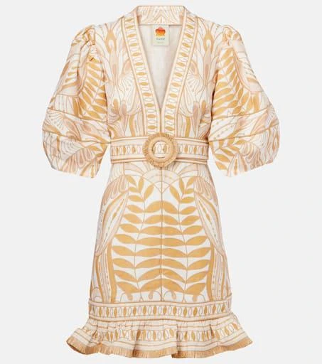Farm Rio Printed belted linen minidress 1