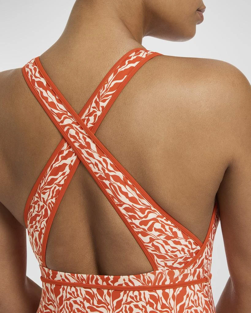 JETS Australia Coral Ditsy Plunge One-Piece Swimsuit 4