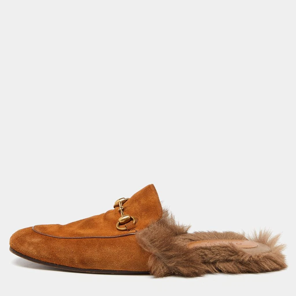 Gucci Gucci Brown Suede and Fur Lined Princetown Flat Mules Size 42 1