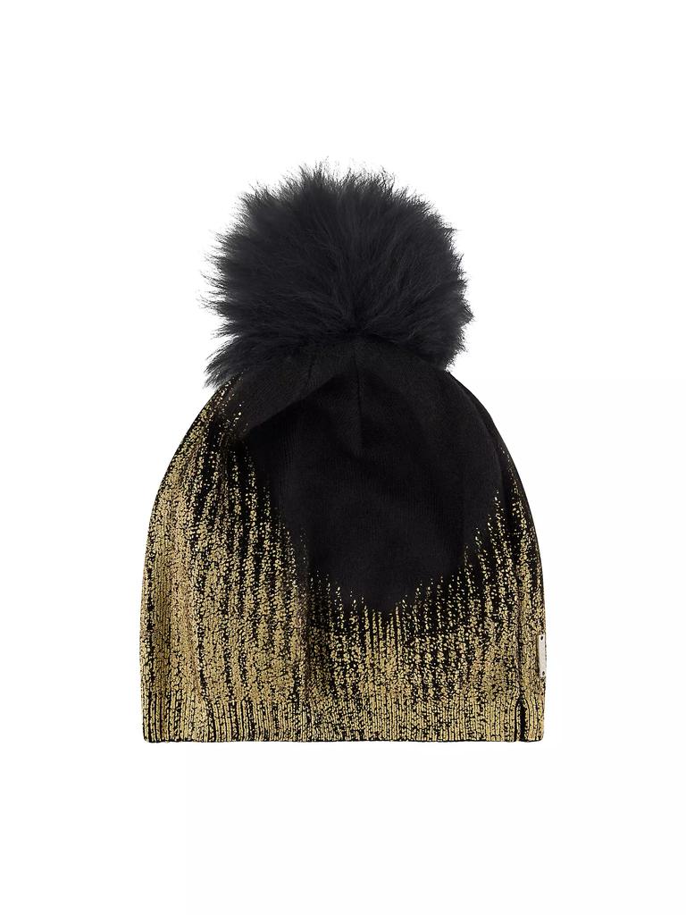 Gorski Metallic Knit Hat with Toscana Lamb Pompom