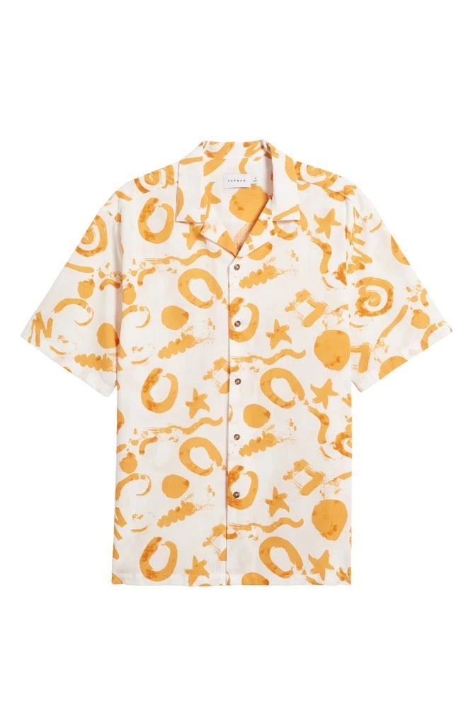 Topman Abstract Print Short Sleeve Button-Up Camp Shirt 6