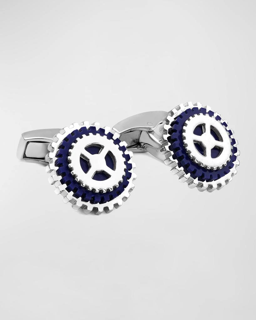 Tateossian Men's Lapis and Silver Rotating Gear Cufflinks 1