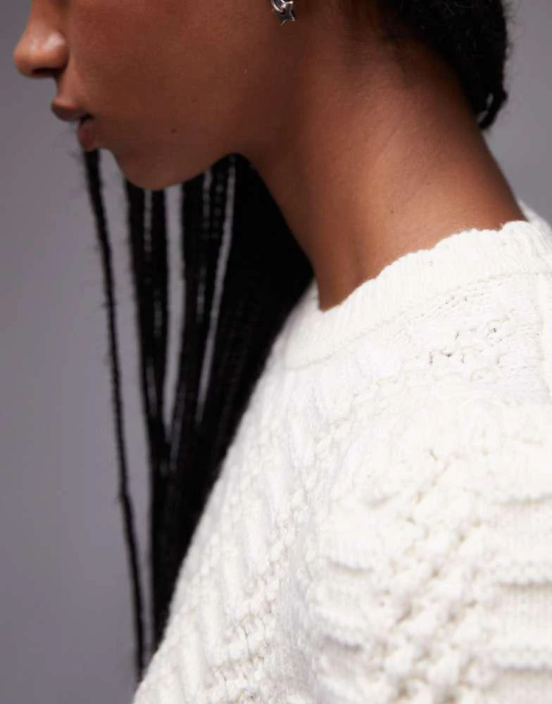 & Other Stories & Other Stories short sleeve knitted top in white with scallop edge neckline 3
