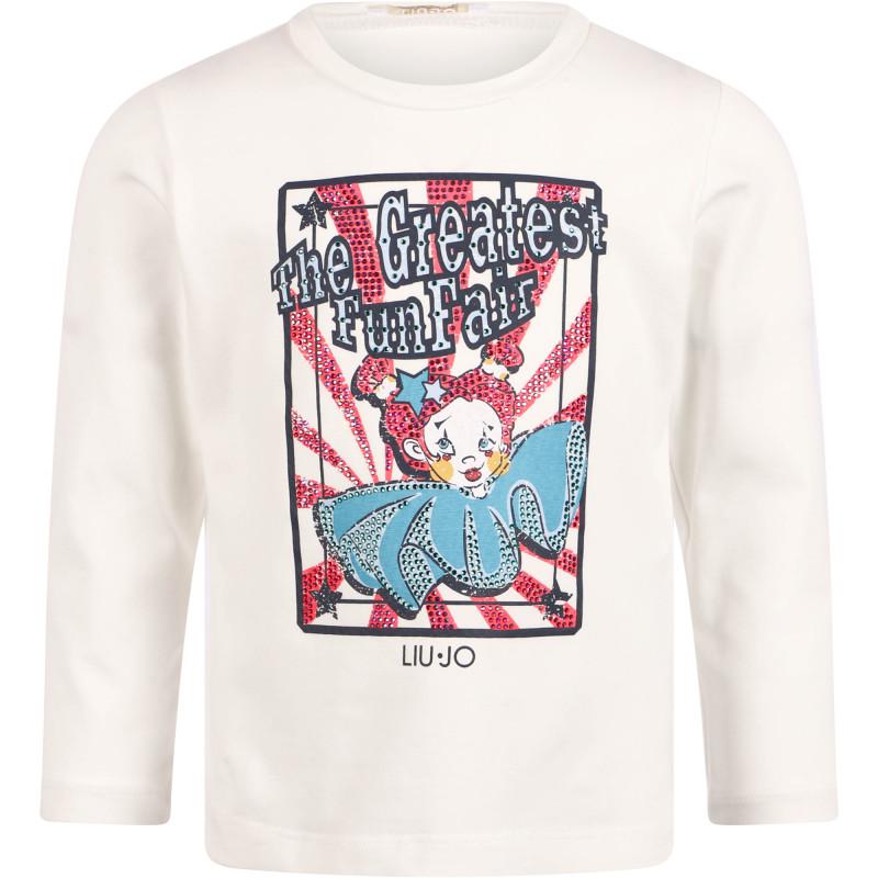 LIU JO Kids The greatest funfair logo long sleeved t shirt and tiered love heart skirt set in white and red