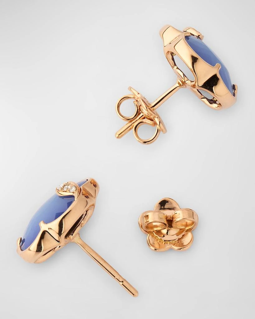 Pasquale Bruni 18k Rose Gold Lapis/White Agate Doublet Floral Stud Earrings with Diamonds 4