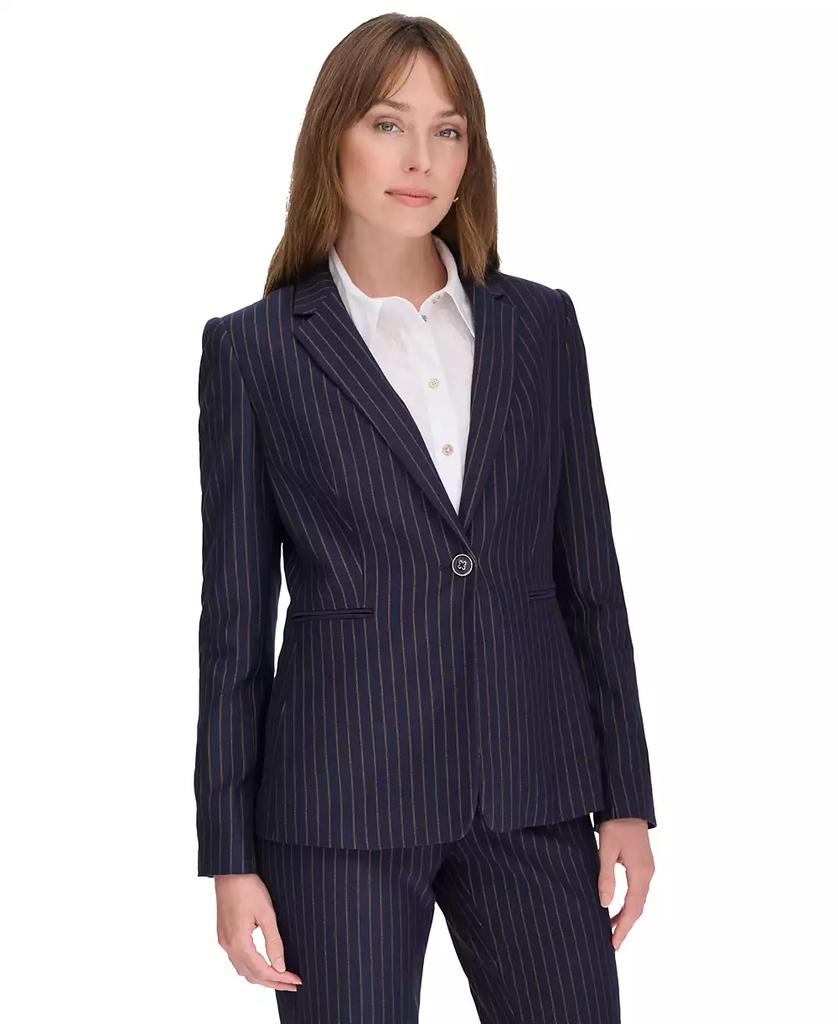 Tommy Hilfiger Women's Pinstripe Slim-Fit Single-Button Blazer