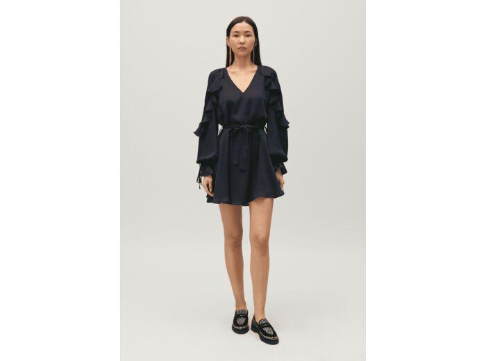 claudie pierlot Robe courte volants marine