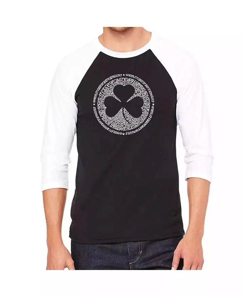 LA Pop Art Lyrics to When Irish Eyes Are Smiling Men's Raglan Word Art T-shirt 1