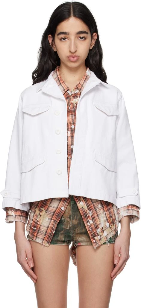 R13 White Boxy Army Denim Jacket 1