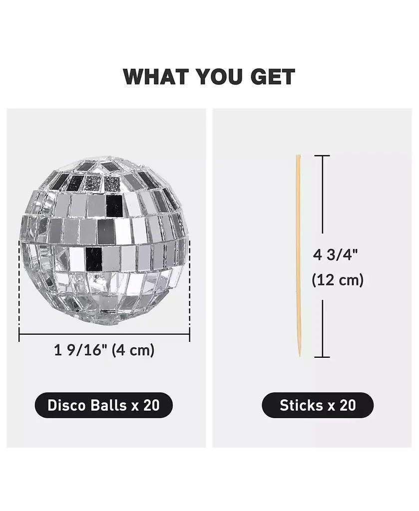 Yescom 20PCS 1.6" Small Disco Ball Mirror Mini Hanging Decoration for Events Wedding 70s 80s Party Business Holiday Home Decor 8