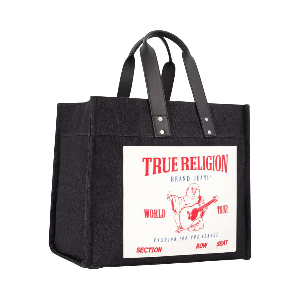 True Religion Large Washed Black Denim Tote