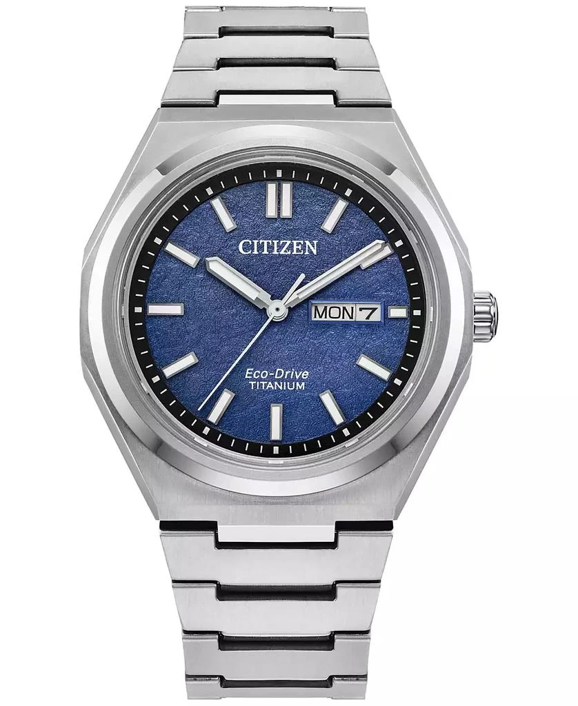 Citizen Eco-Drive Men's Zenshin Silver-Tone Super Titanium Bracelet Watch 39mm 1