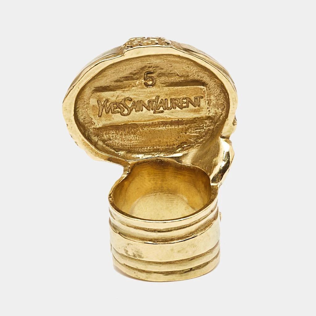 Yves Saint Laurent Saint Laurent Paris Glass Gold Tone Ring Size 51 4