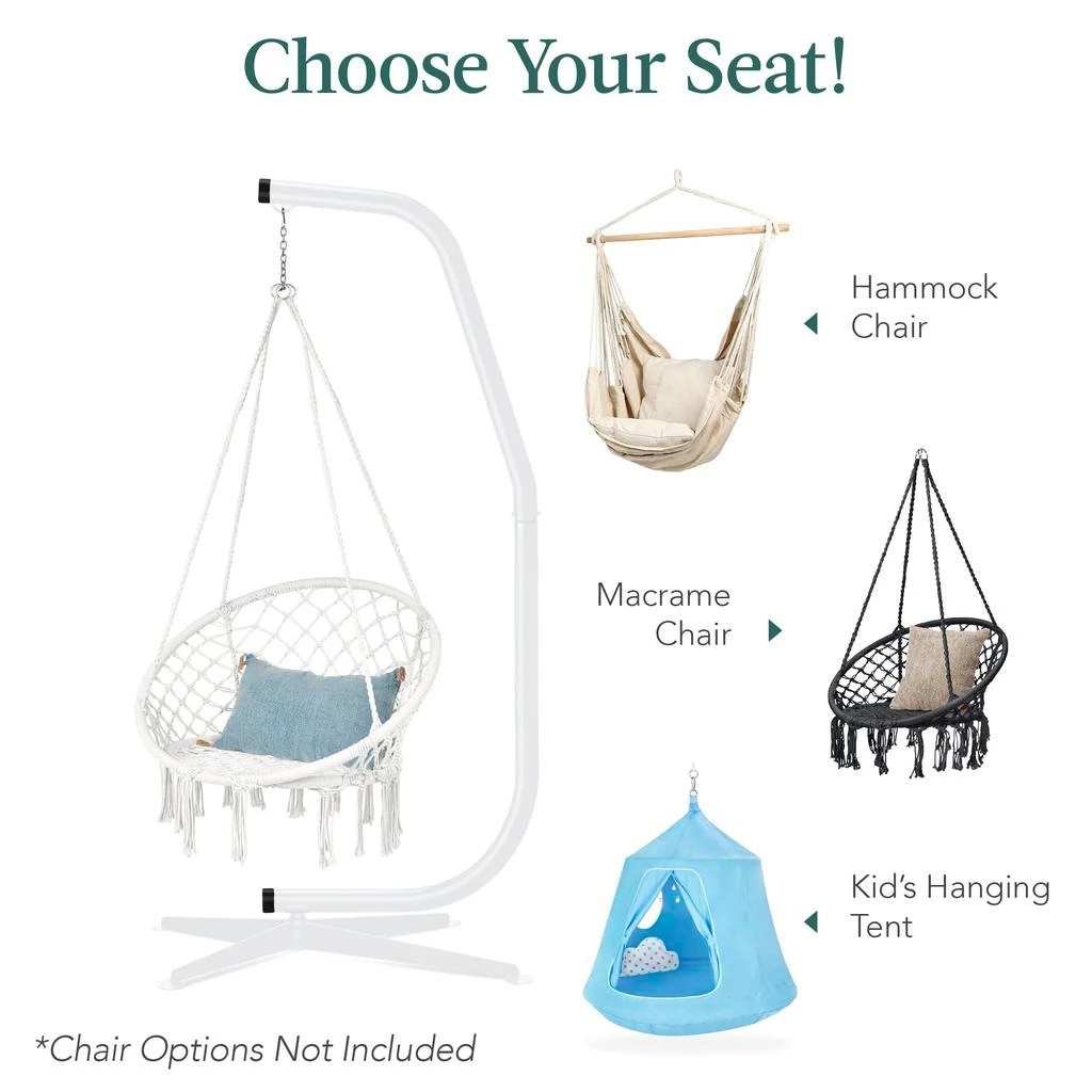 Best Choice Products Metal Hanging Hammock C-Stand for Chair/ Weather-Resistant Finish, Offset Base - Stand Only - Black 12