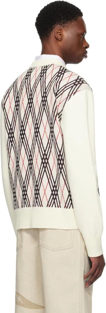 Burberry Off-White Argyle Check Wool Blend Sweater 3