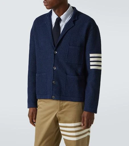 Thom Browne 4-Bar linen and cotton-blend cardigan 3