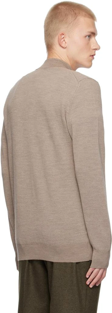 Sunspel Beige Merino Honeycomb Zip Neck Sweater 3