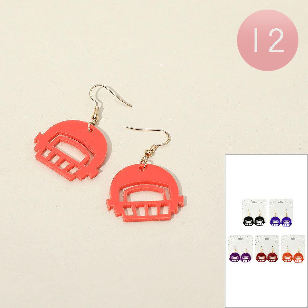 FASHNZFAB 12Pairs - Football Helmet Game Day Dangle Earrings