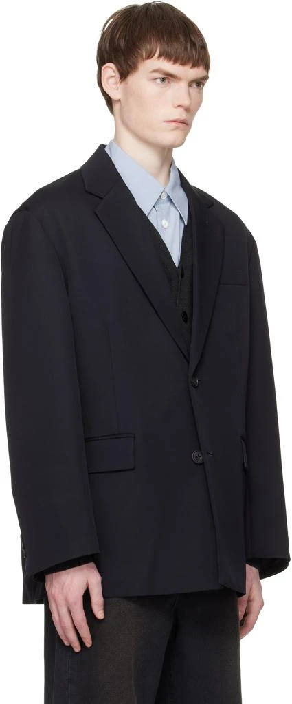 stein Navy Wool Kersey Oversized Single Breasted Blazer 2