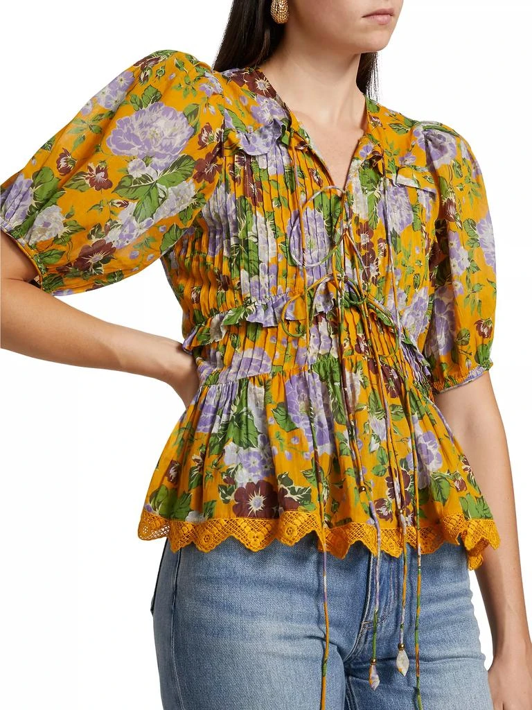 Farm Rio Capri Floral V-Neck Blouse 6