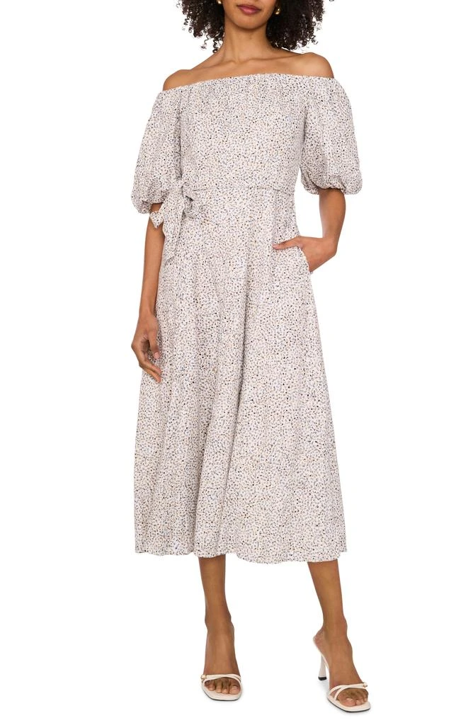 Vince Camuto Abstract Print Off the Shoulder Dress