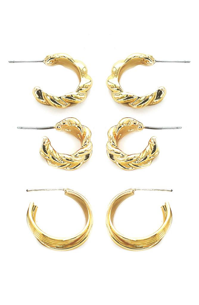 Panacea Twist 3-Pack Assorted Hoop Earrings