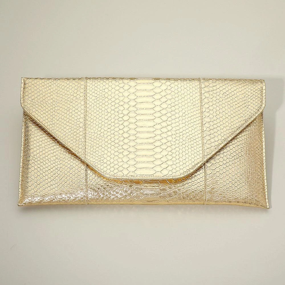 FASHNZFAB Snake Skin Patterned Envelope Clutch / Shoulder Bag