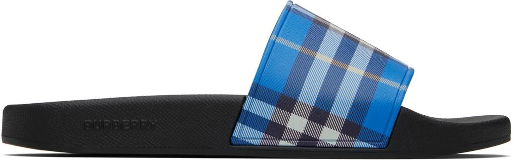 Shop Vivid Cobalt Melroy TB Monogram-Embossed Slides on Sale  display picture 2